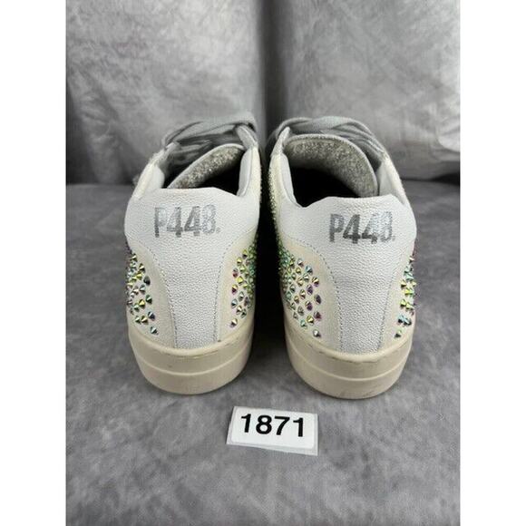 P448 "Thea" Sneaker in Galu w/Rhinestones (Cream/Gray) Sz US - 8.5, Eu - 39 - Picture 3 of 9